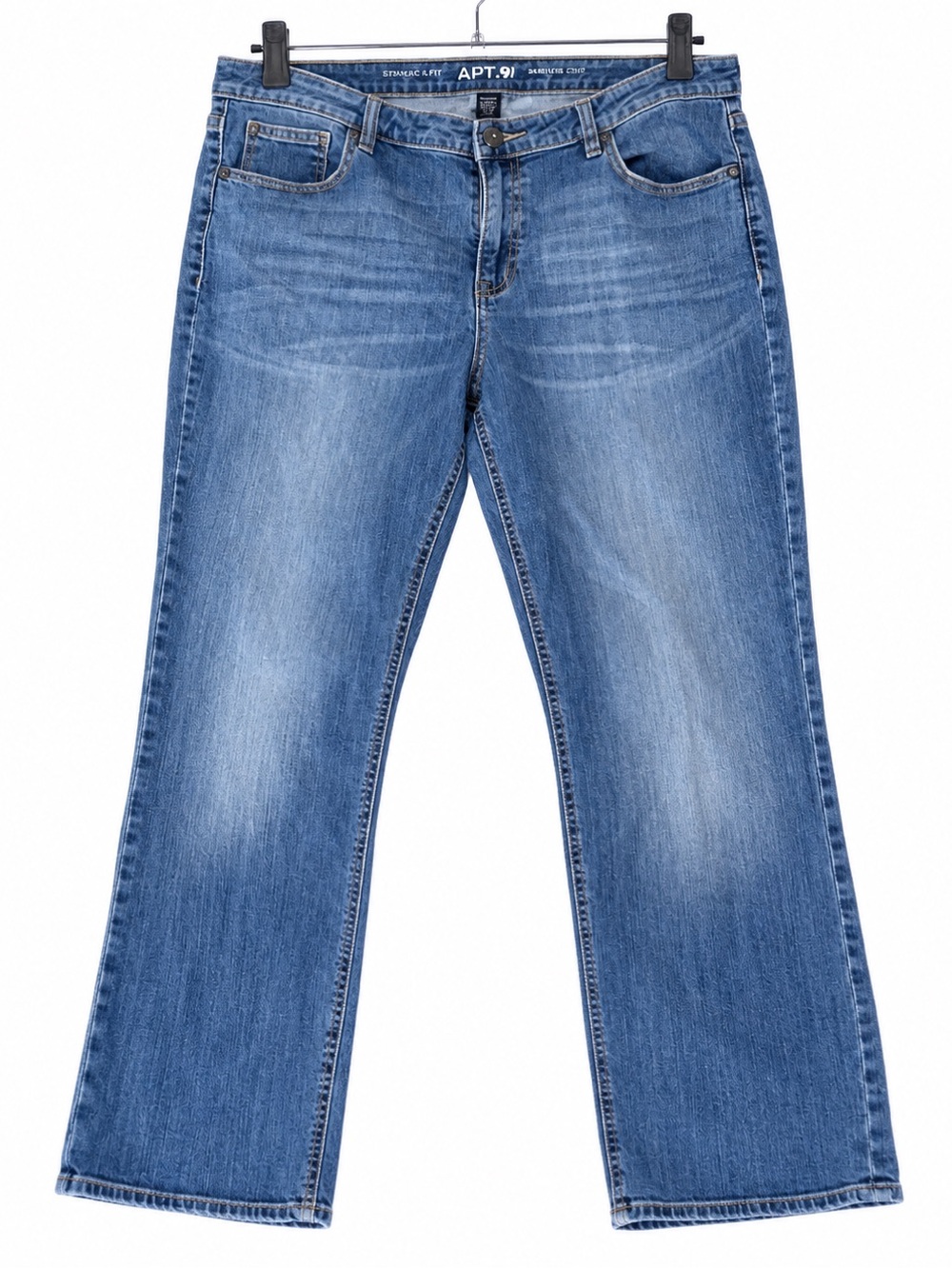 Apt. 9 Womens 14 Straight Crop Jeans Medium Wash Embroidered Pockets Stretch